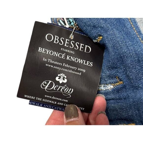 Y2K Dereon for Beyoncé Women’s‎ Short Sleeve Fitted Denim Jacket Size Medium NWT - Picture 7 of 13